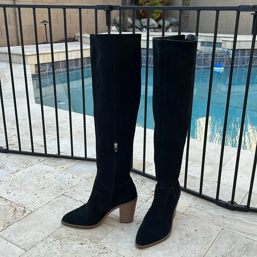 BP Hensley Over the Knee Black Suede/Leather Boot - Size 9.5 New